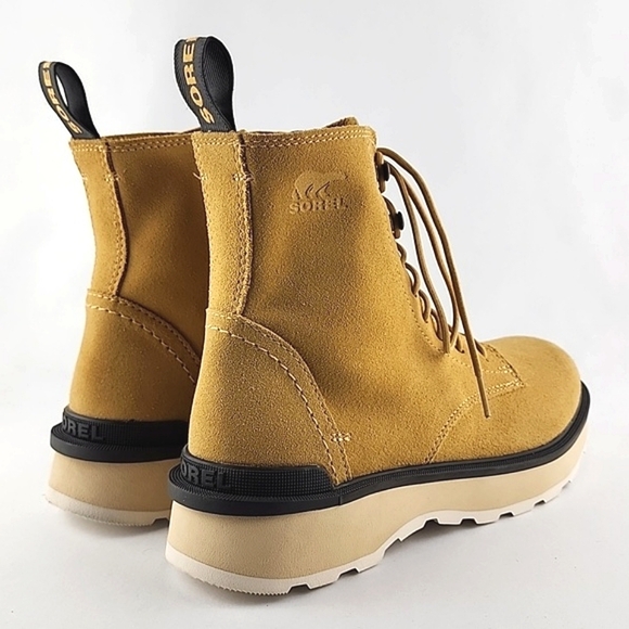 NWT Sorel Women's Lennox Lace STKD Waterproof Leather Boots Geo Yellow 8 - Picture 7 of 15